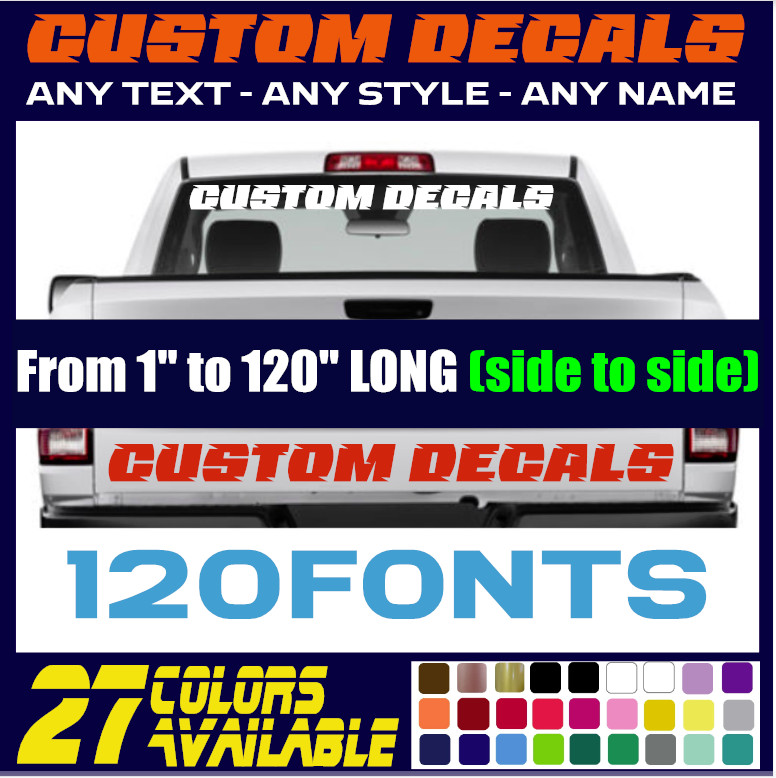 Custom Decal Sticker Vinyl Lettering Personalized Text, Window Wall Car Truck (3 gallery
