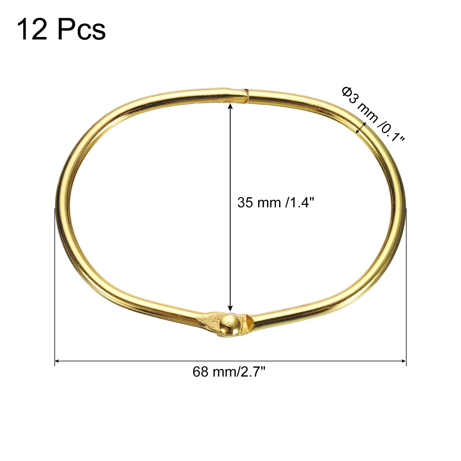 12pcs Shower Curtain Rings Oval Snap Curtain Hooks for Curtain Rods Gold gallery