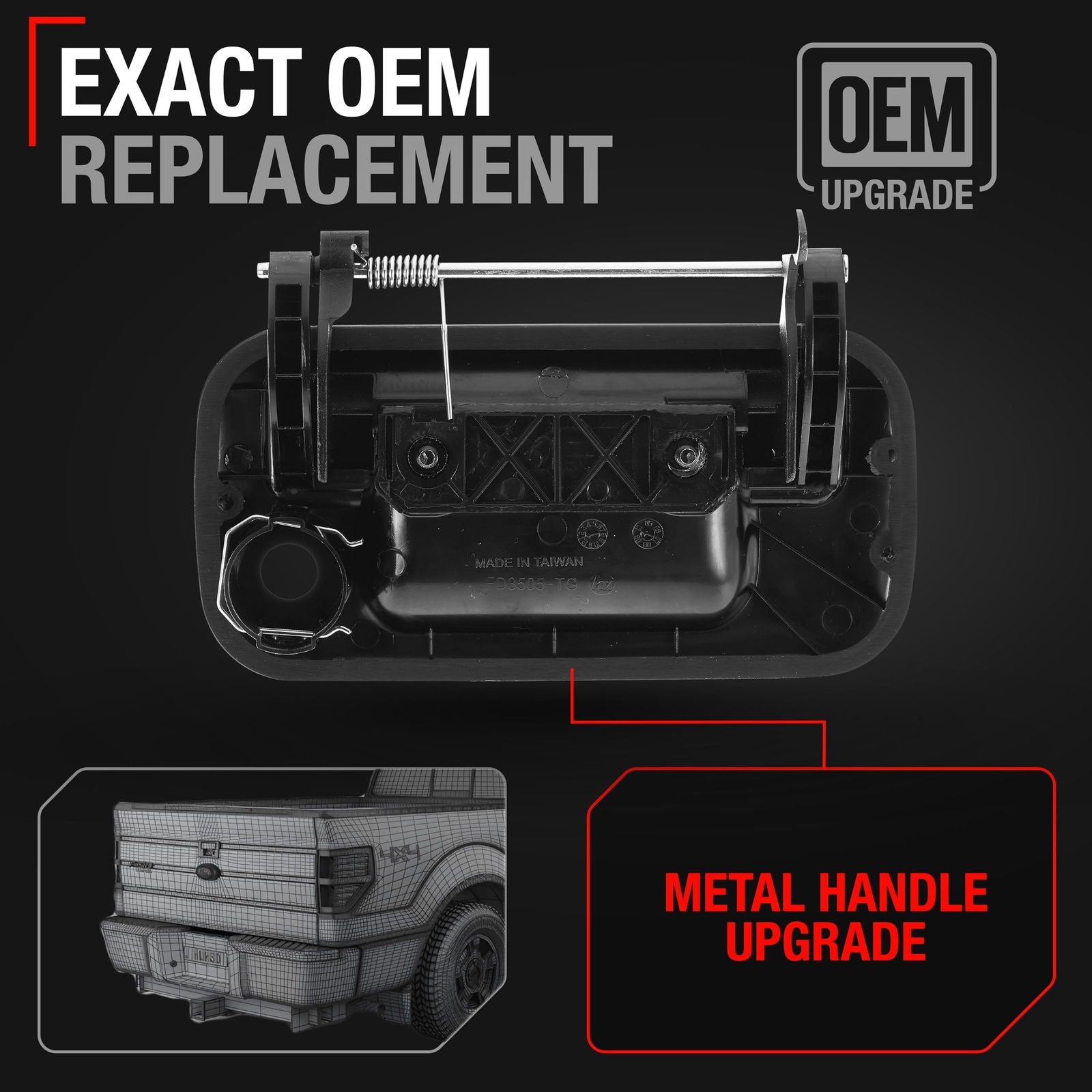 Tailgate Handle- Upgraded Metal w/Keyhole - Compatible with 2004-2016 Ford F-... gallery