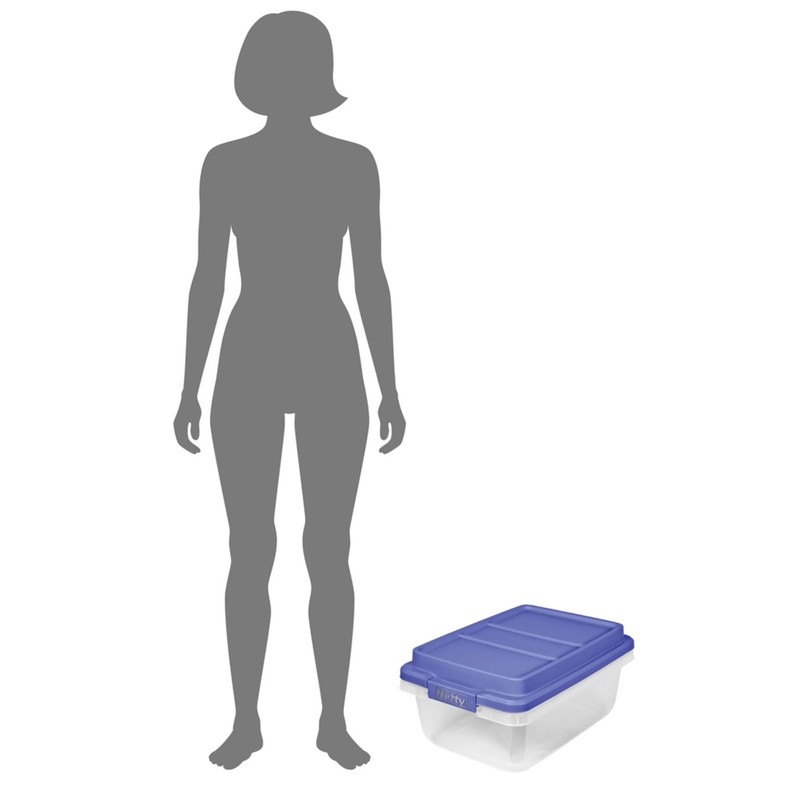 Hefty 18 Quart Clear Storage Bin With Blue Hi Rise Lid FREE SHIPPING gallery