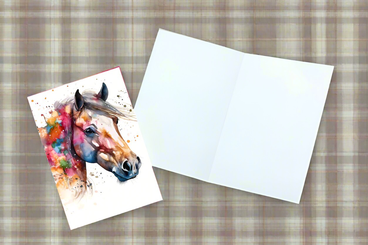 10 Assorted All Occasion Note Cards Blank Greeting Cards Floral Horses gallery