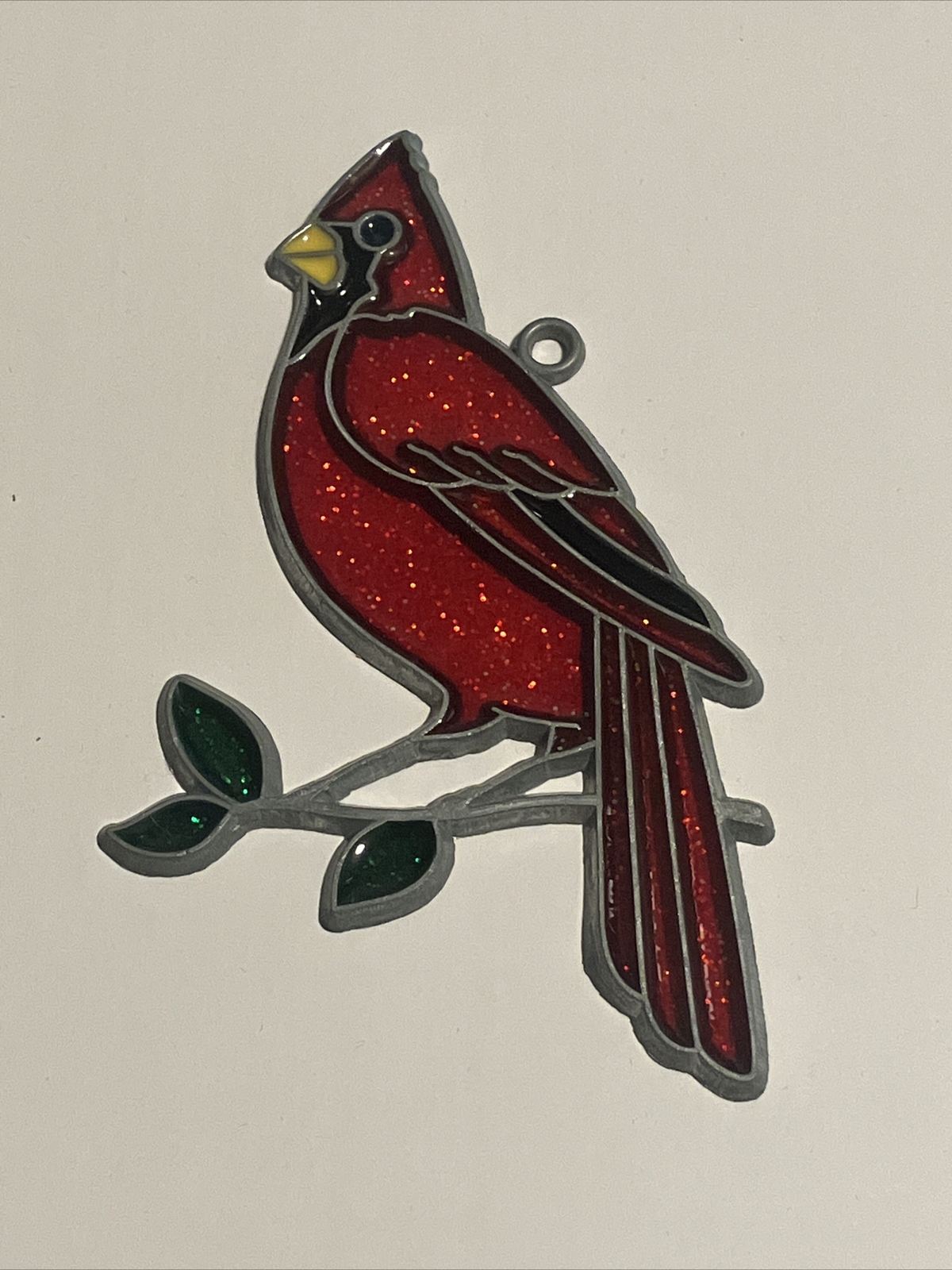 Red Cardinal Suncatcher Ornament Stained Glass Metal and Acrylic gallery
