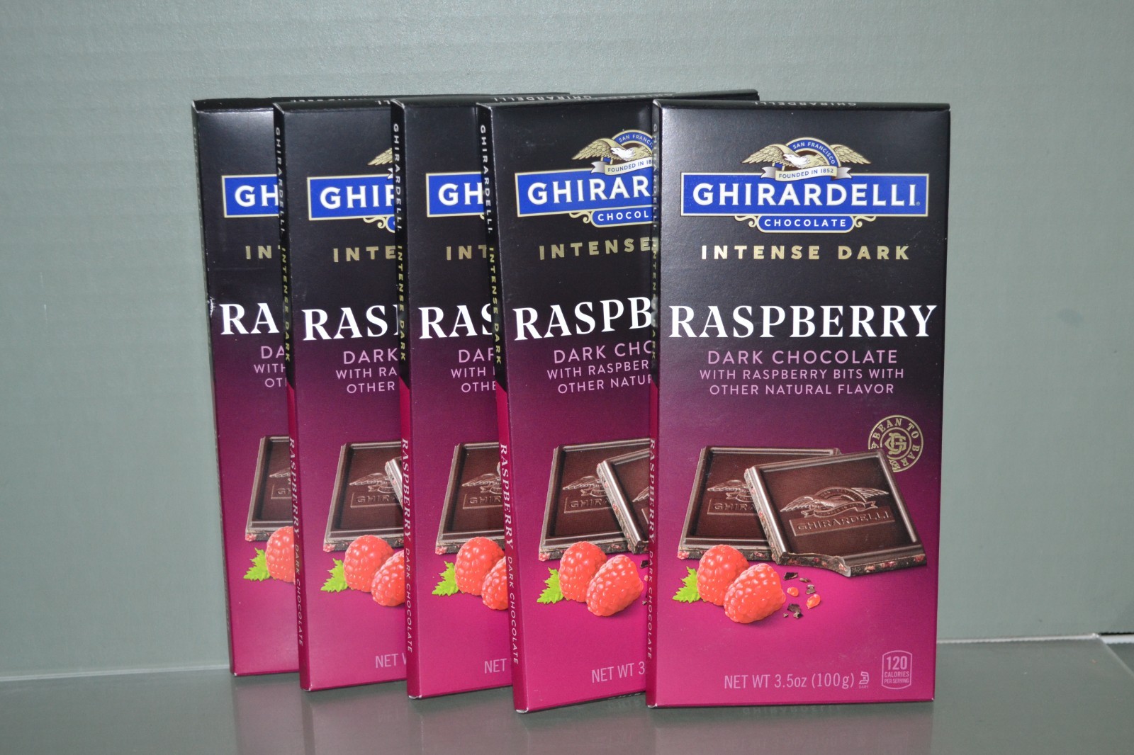 (5) Ghirardelli Intense Dark Chocolate With Raspberry Bits 3.5 oz Each Bar 10/26 gallery