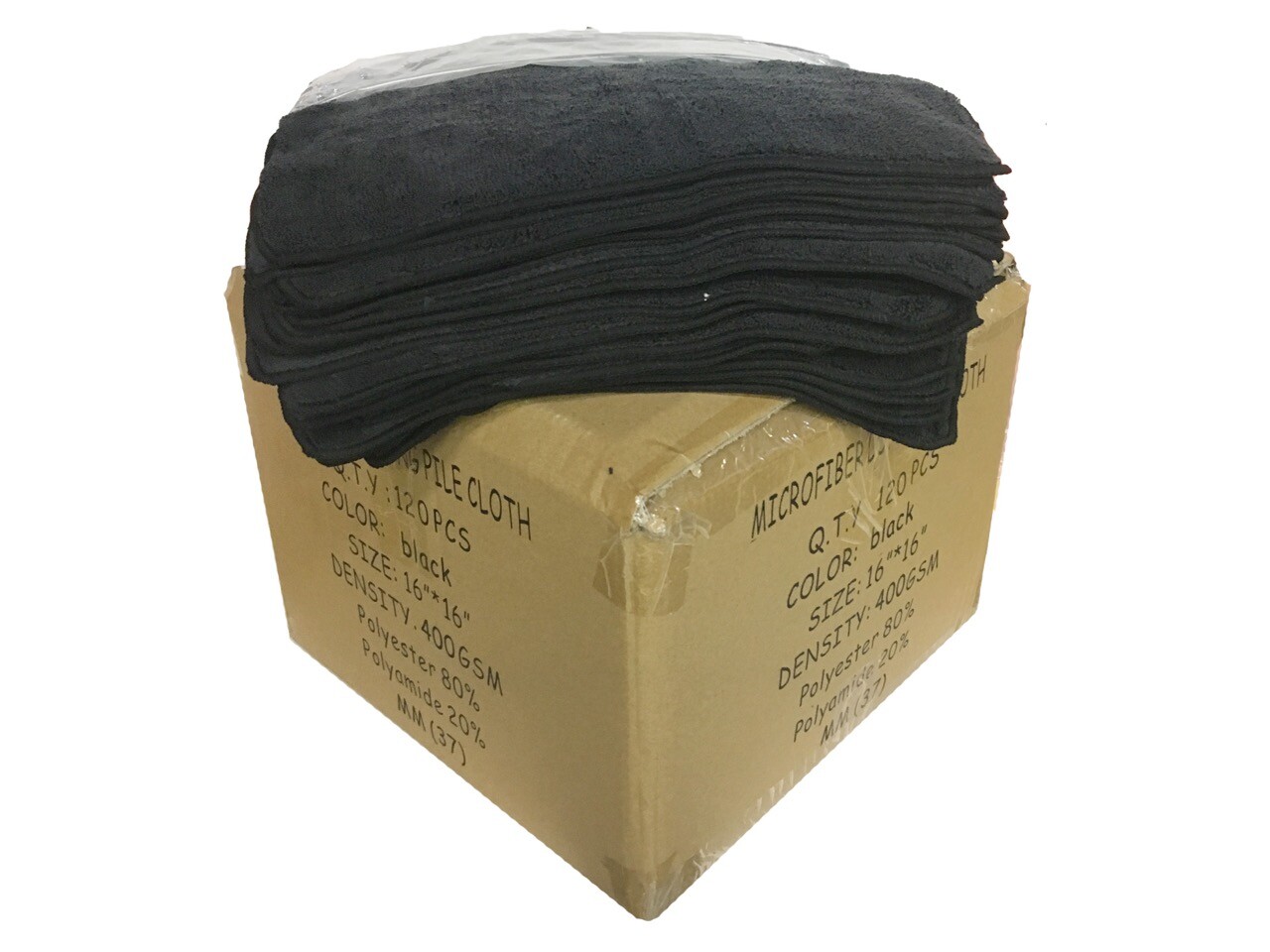 120 Case Microfiber 16"x16" Cleaning/Detailing Cloths EXTRA PLUSH 400GSM Black gallery