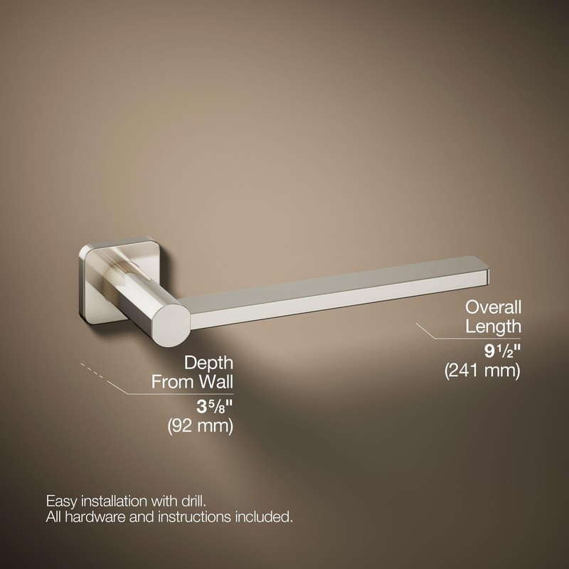 Parallel Towel Arm Vibrant Polished Nickel 2"L x 9.5"W x 3.63"H gallery
