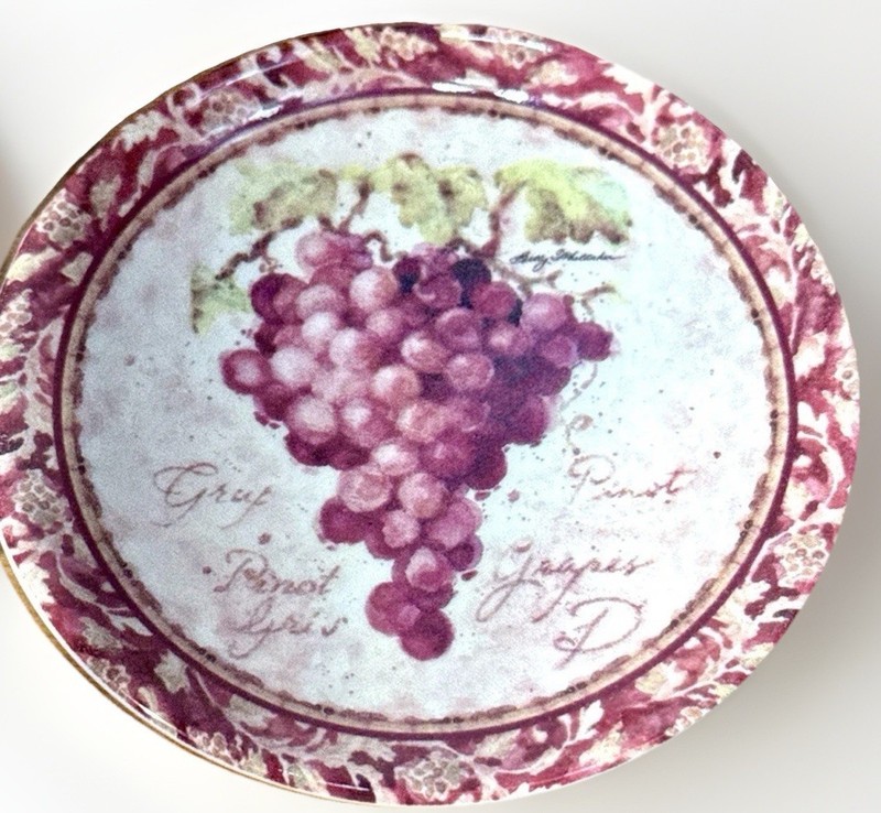 CounterArt Grape Wine Bottle Coasters Set of 5 Ceramic Appetizer Plates gallery