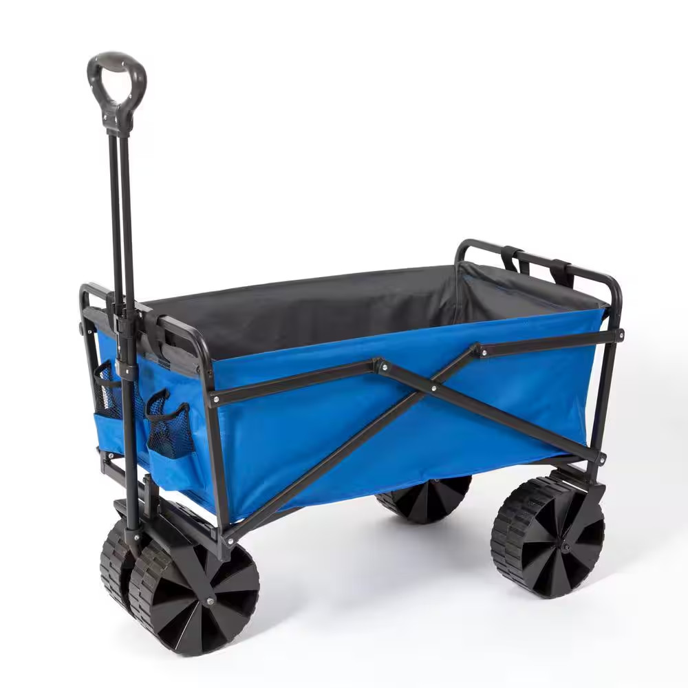 2.51 Cu.Ft. Polyester Fabric Folding Steel Frame Outdoor Utility Garden Cart, Bl