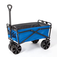 2.51 Cu.Ft. Polyester Fabric Folding Steel Frame Outdoor Utility Garden Cart, Bl