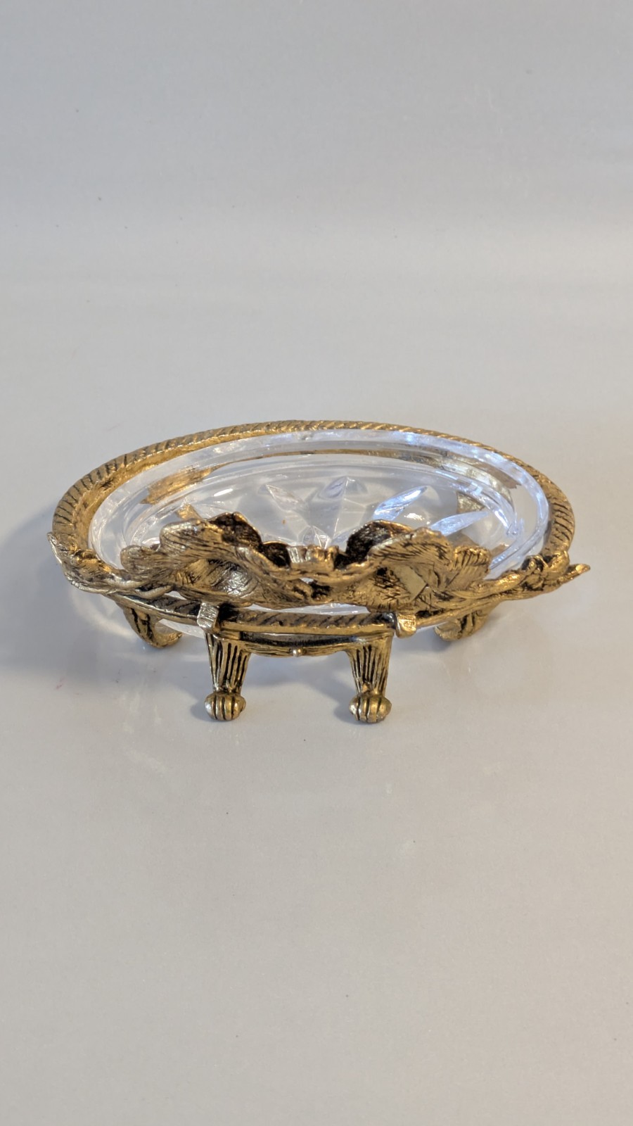 Matson Roses Ormolu Gold Plated & Crystal Hollywood Regency Vanity Soap Dish gallery