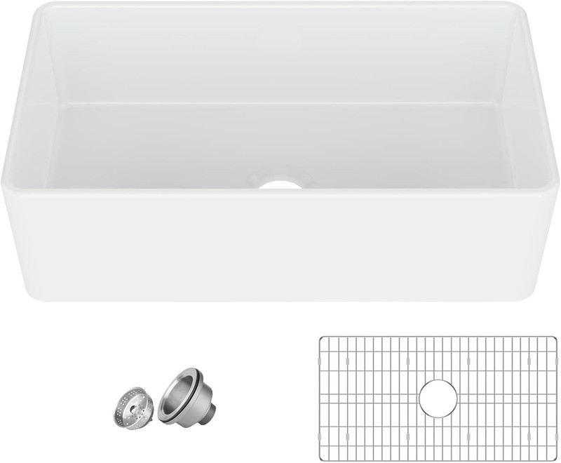 33/36In Ceramic Undermount Kitchen Sink W/Protective Bottom Grid Sink Strainer gallery