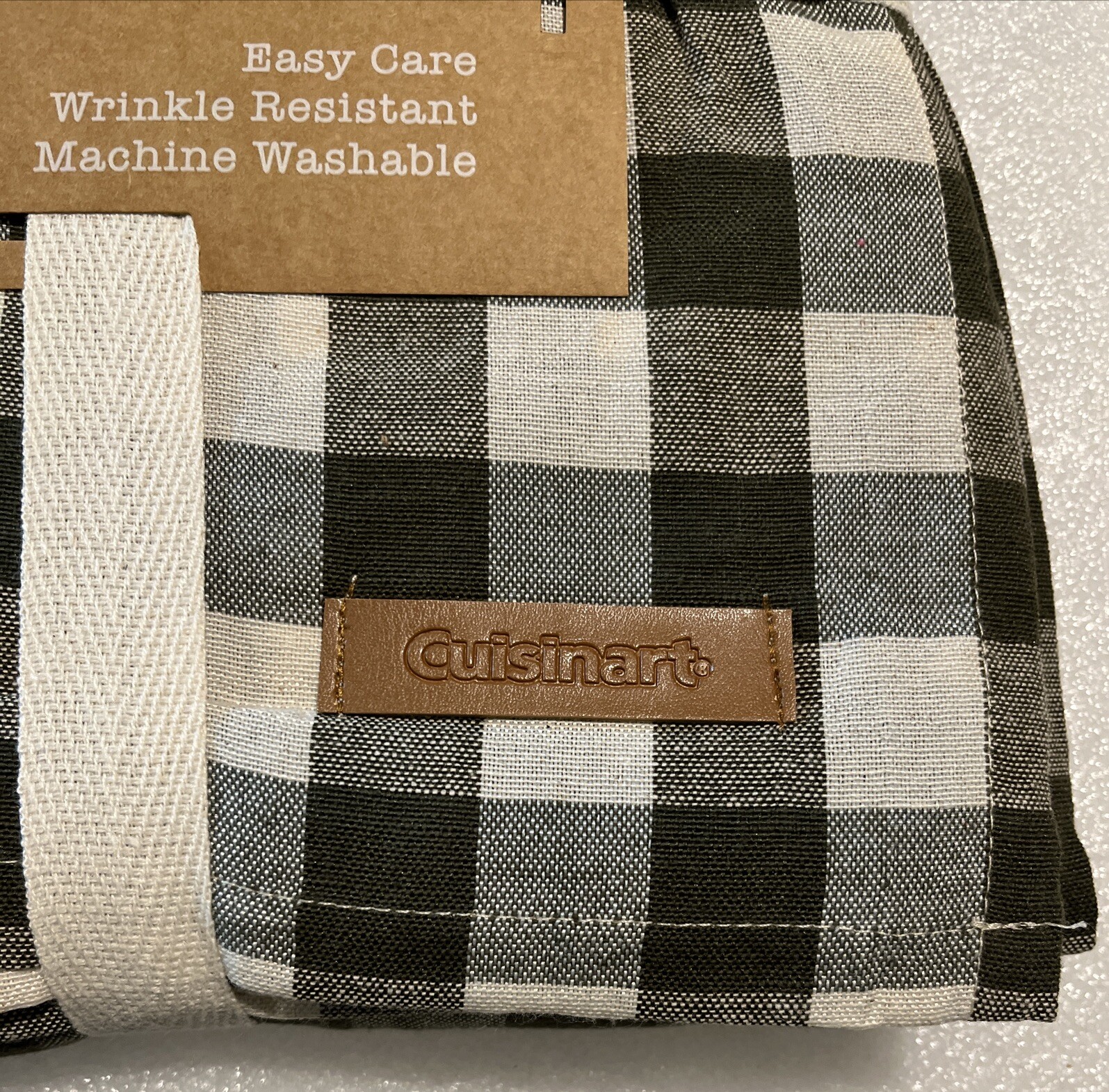 Cuisinart 60x84 Inch Green Checked Cotton/Polyester Tablecloth Machine Wash NWT gallery