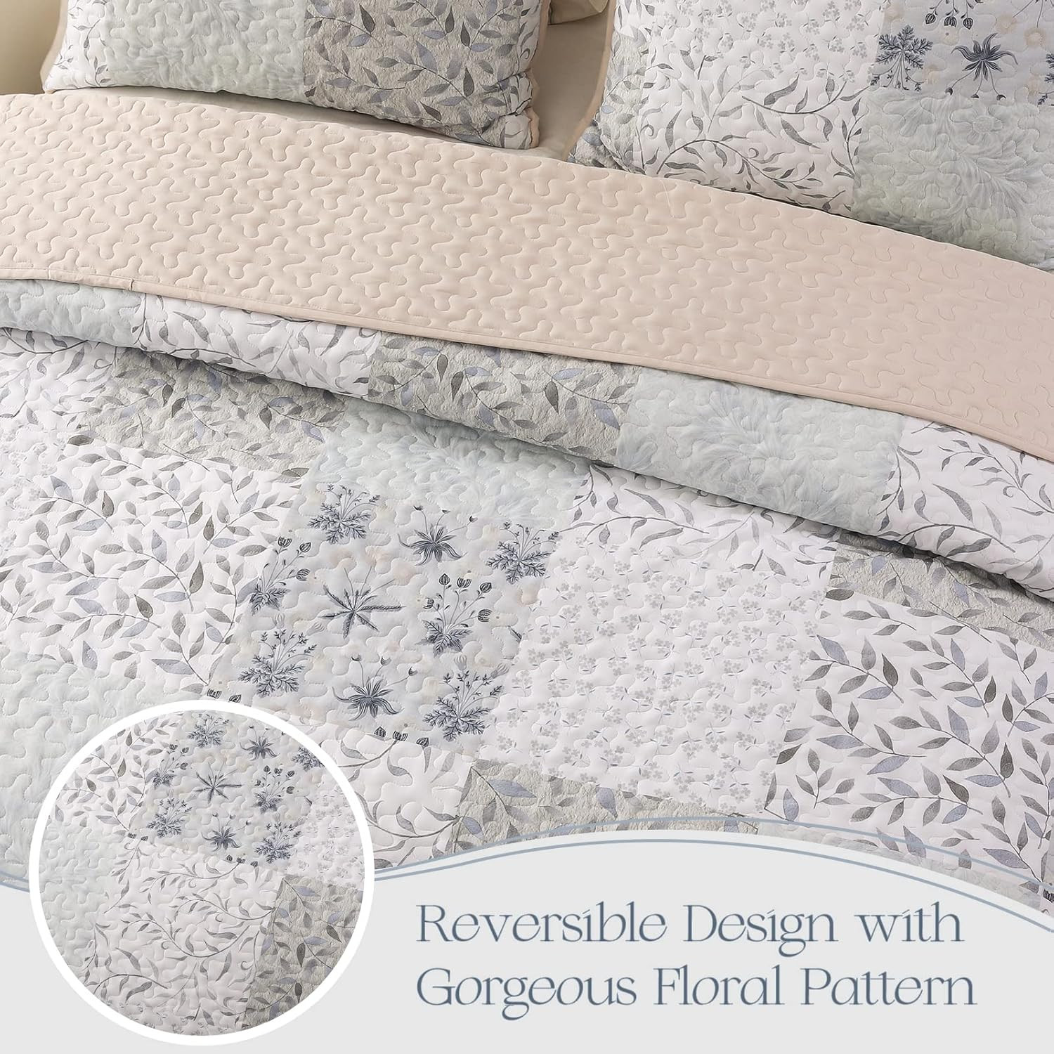 Reversible Boho Quilts Queen Size, Gray Soft Bedspreads Lightweight Coverlet All gallery