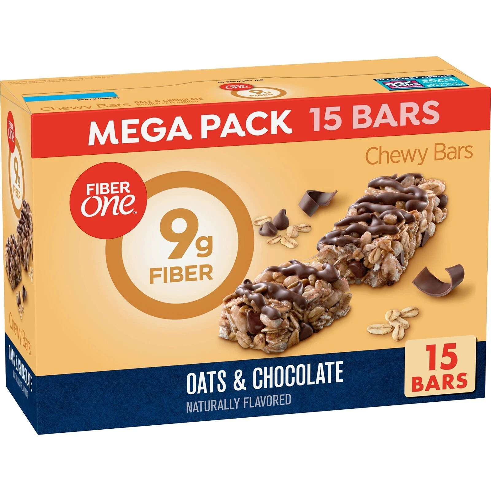 Fiber One Chewy Bars, Oats & Chocolate, Fiber Snacks, Mega Pack, 15 ct gallery
