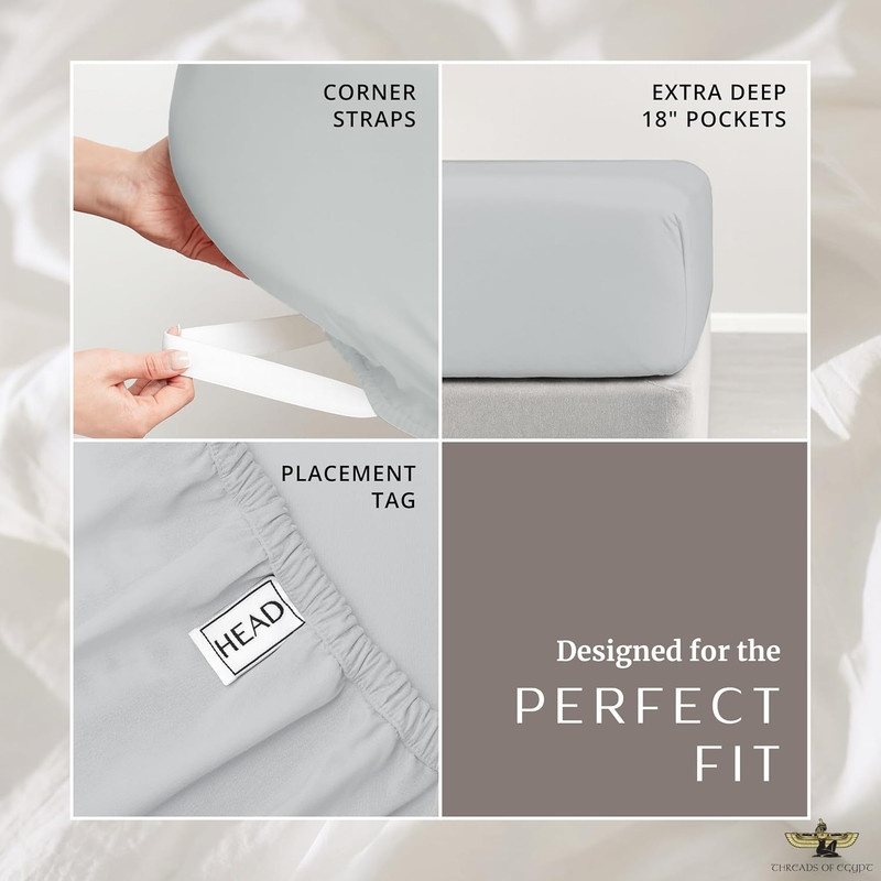 100% Egyptian Cotton Sheets Split King Size | 1200 Thread Count | CEA Gold Seal gallery
