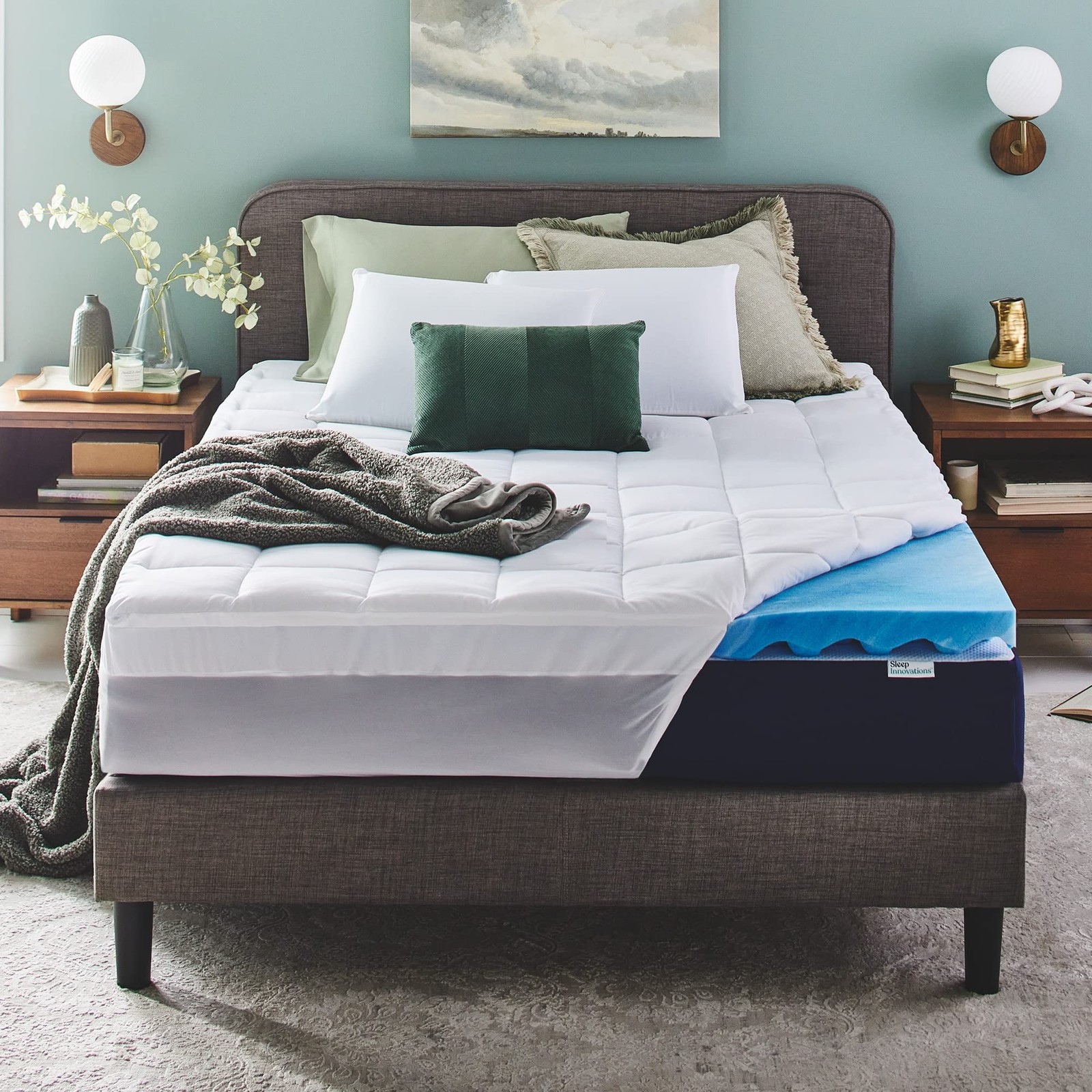 Dual Layer 4 Inch Memory Foam Mattress Topper, King Size, Ultra Soft Support, 3 gallery