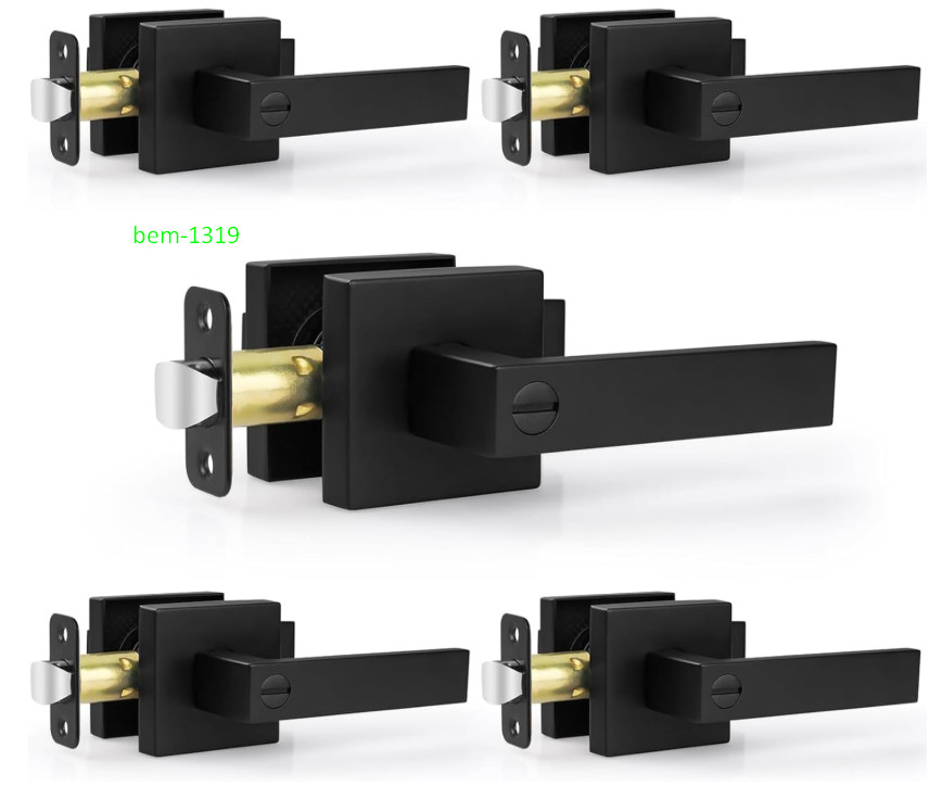 5 Pack Matte Black Interior Door Handles, Keyless Privacy Lock Levers gallery