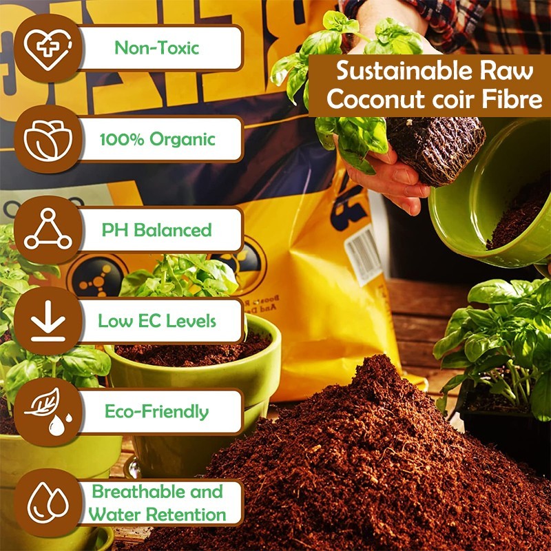 10 Compressed Coconut Coir Bricks, Coconut Coir Potting Soil for Gardening gallery