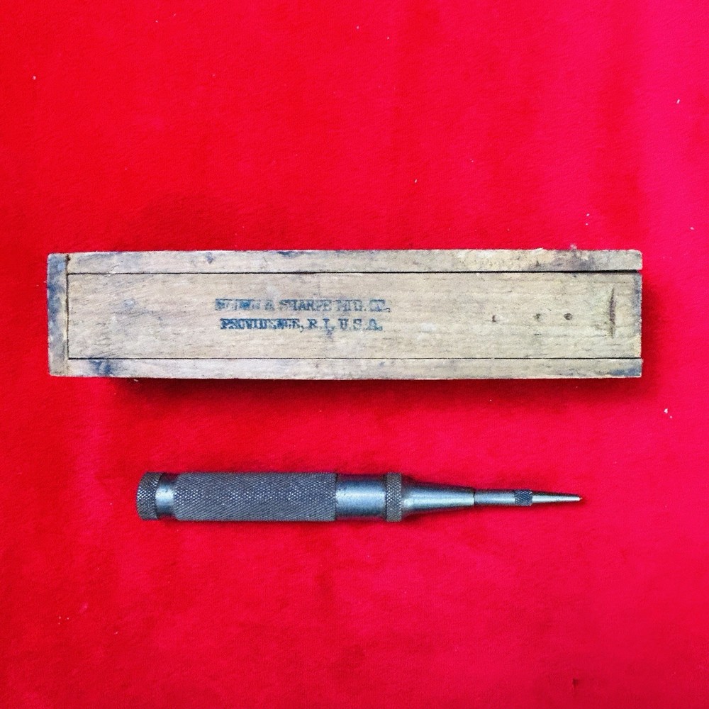 Brown & Sharpe No. 770 Style 2 Automatic Center Punch in Original Wood Box USA