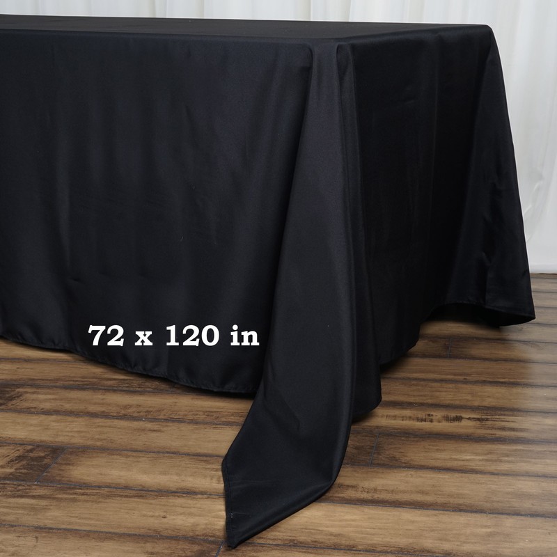 BLACK 72x120 RECTANGLE POLYESTER TABLECLOTH Wedding Catering Dinner Decorations gallery