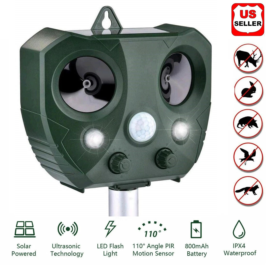 Upgraded Solar Ultrasonic Animal Repellent Dog Cat Skunk Deer Raccoon For Garden gallery