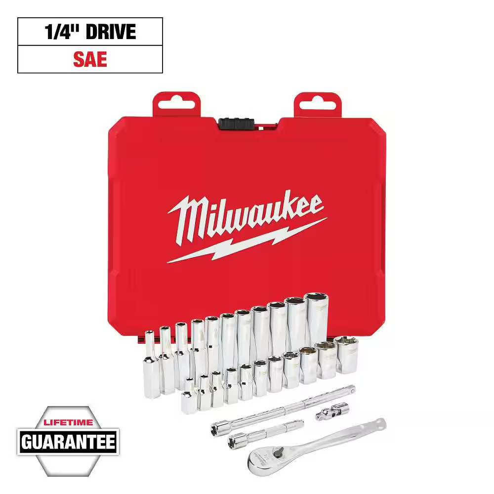 1/4 In. Drive SAE Ratchet and Socket Mechanics Tool Set (26-Piece) gallery