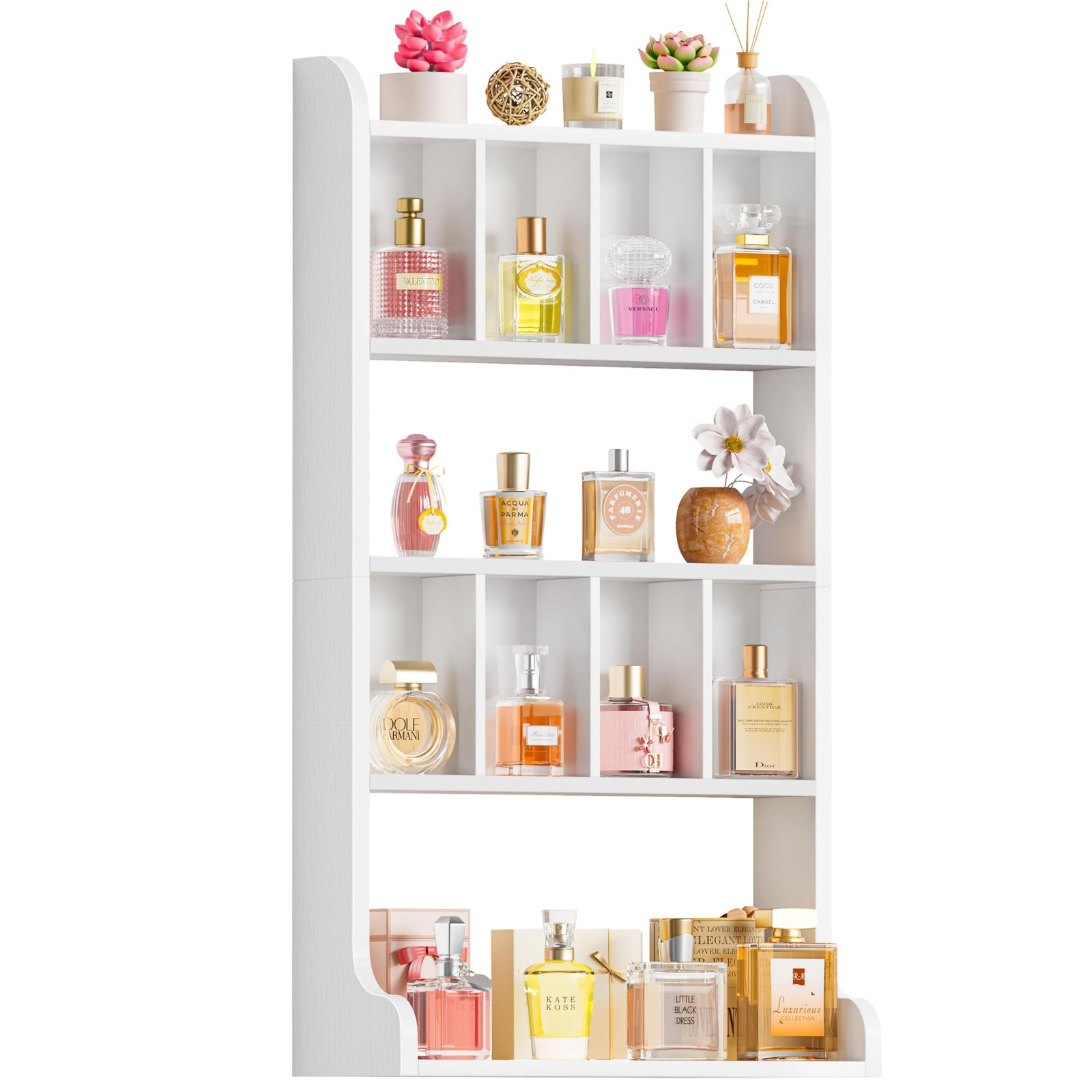 Perfume Organizer Wall Mount & Large Cologne Display Case - Wooden Multi-Tier gallery