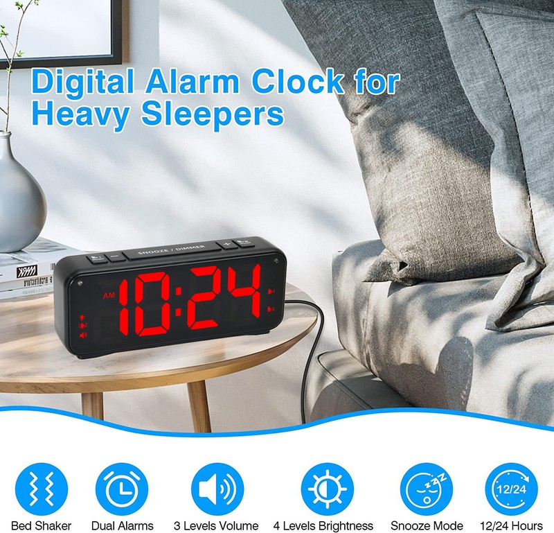 Extra Loud Vibrating Alarm Clock with Bed Shaker for Heavy Sleepers,Hearing Deaf gallery