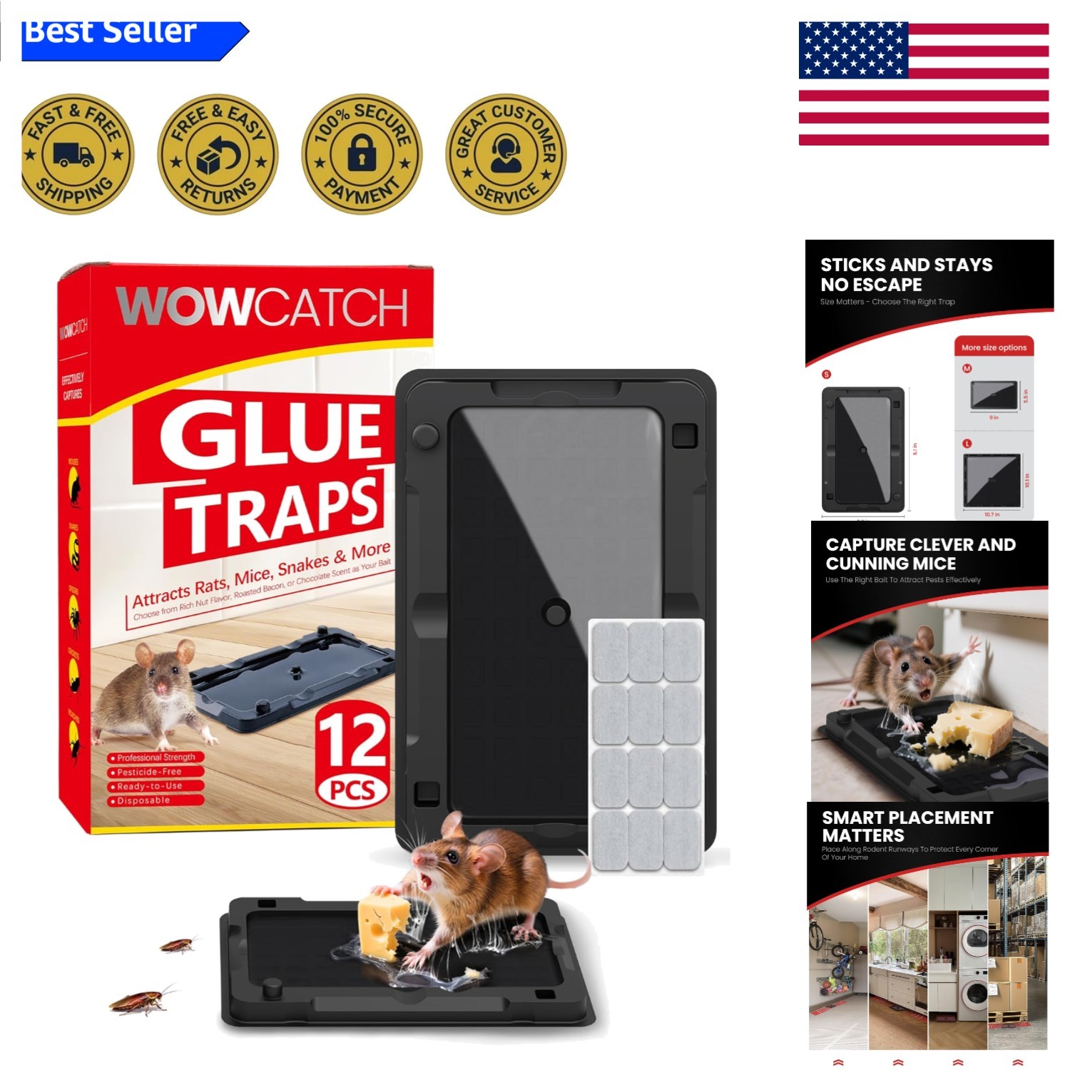 12 Pack Extra Sticky Mouse Traps - Compact Pet Safe Non-Toxic Indoor Catcher gallery