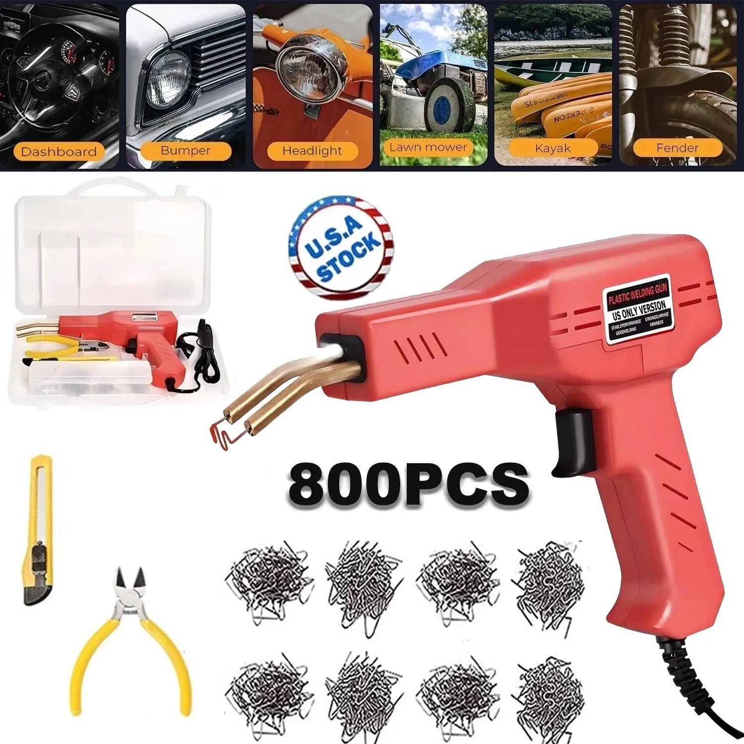 Plastic Welder Kit Soldering Hot Stapler Bumper Repairs Welding Gun 800 Staples gallery
