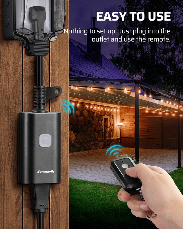 DEWENWILS Outdoor Remote Control Outlet, 15A Wireless Remote Control Switch, gallery