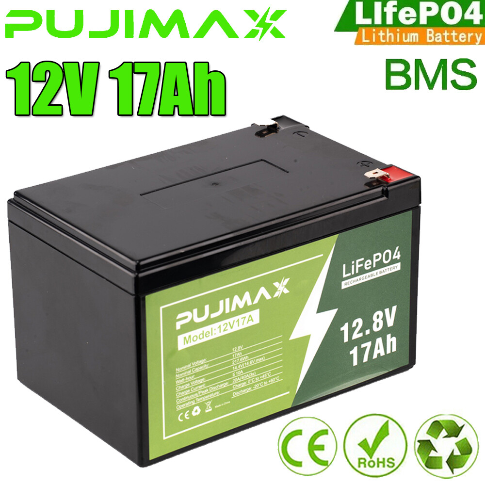 12V 17Ah Rechargeable LiFePO4 Lithium Battery Built-in BMS 4000+ Deep Cycles gallery
