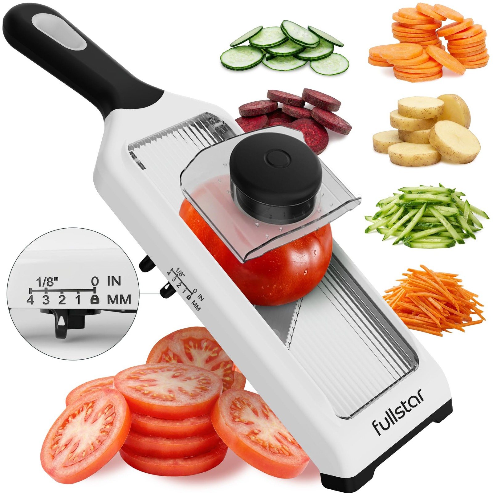 Fullstar 2-in-1 Handheld Mandoline Slicer for Kitchen - 4 2 in 1, White gallery
