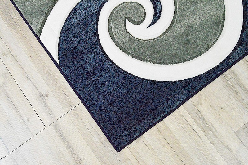 Premium Carved Modern Contemporary Abstract Rug 327 Navy Blue 7'9''x10'8'' gallery