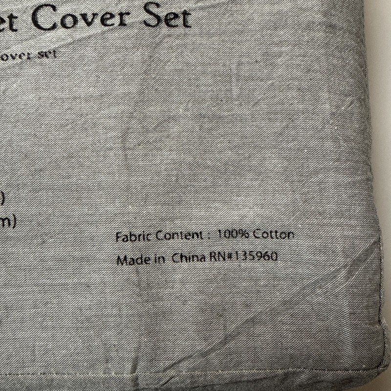 NEW Swift Home Prewashed Yarn-Dyed 100% Cotton Twin/Twin XL Duvet Cover Ash Gray gallery