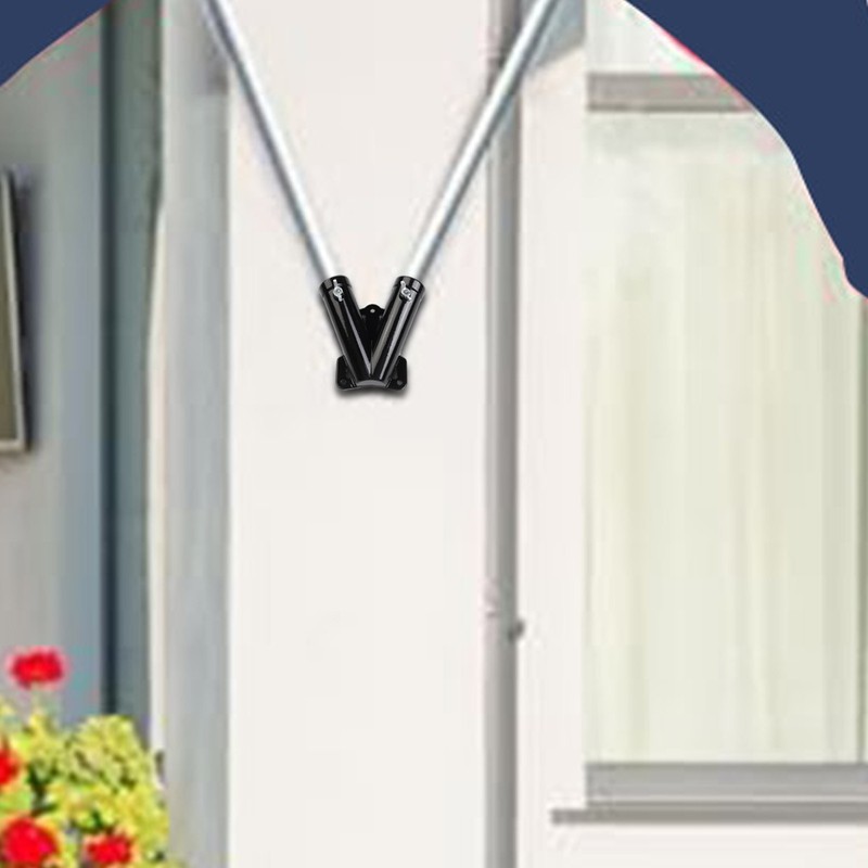 V Shape Flag Pole Bracket Holder Dual Slots for Two Flags Display gallery