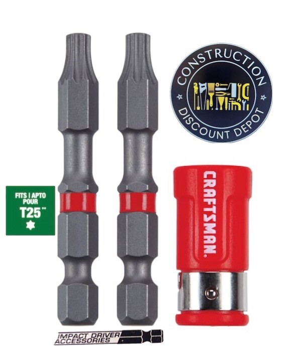 3 Piece Craftsman 2-in T25 Torx Screwdriver Bit Set Impact Rated + Sleeve Lock gallery