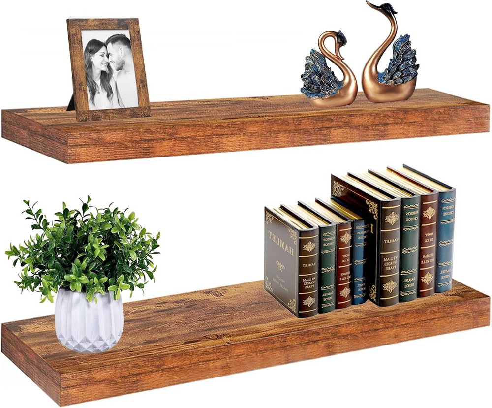 Rustic 36" Floating Shelves - Heavy Duty Solid Wood Wall Décor (Set of 2)