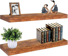 Rustic 36″ Floating Shelves – Heavy Duty Solid Wood Wall Décor (Set of 2)