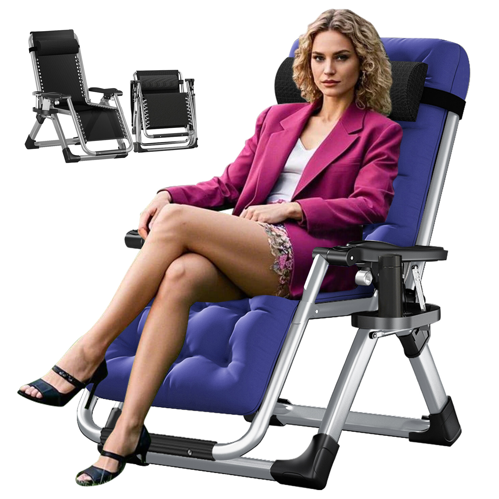 Begonia.K Adjustable Chair Folding Lounge Chair Reclining Patio Chair & Mattress gallery