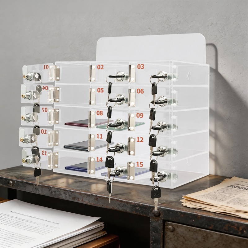 15 slots Lockable Cell Phone Storage Cabinet Classroom Wall Mounted Locker Box gallery