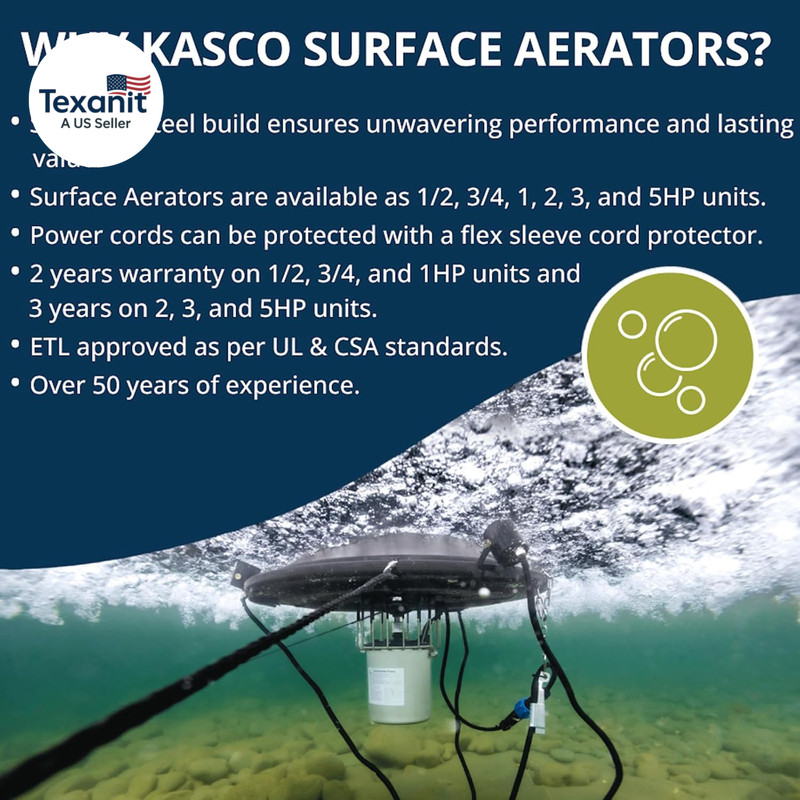 1/2HP Surface Aerator -120V with 50 Ft Electric Power Cord | Efficient Surface A gallery