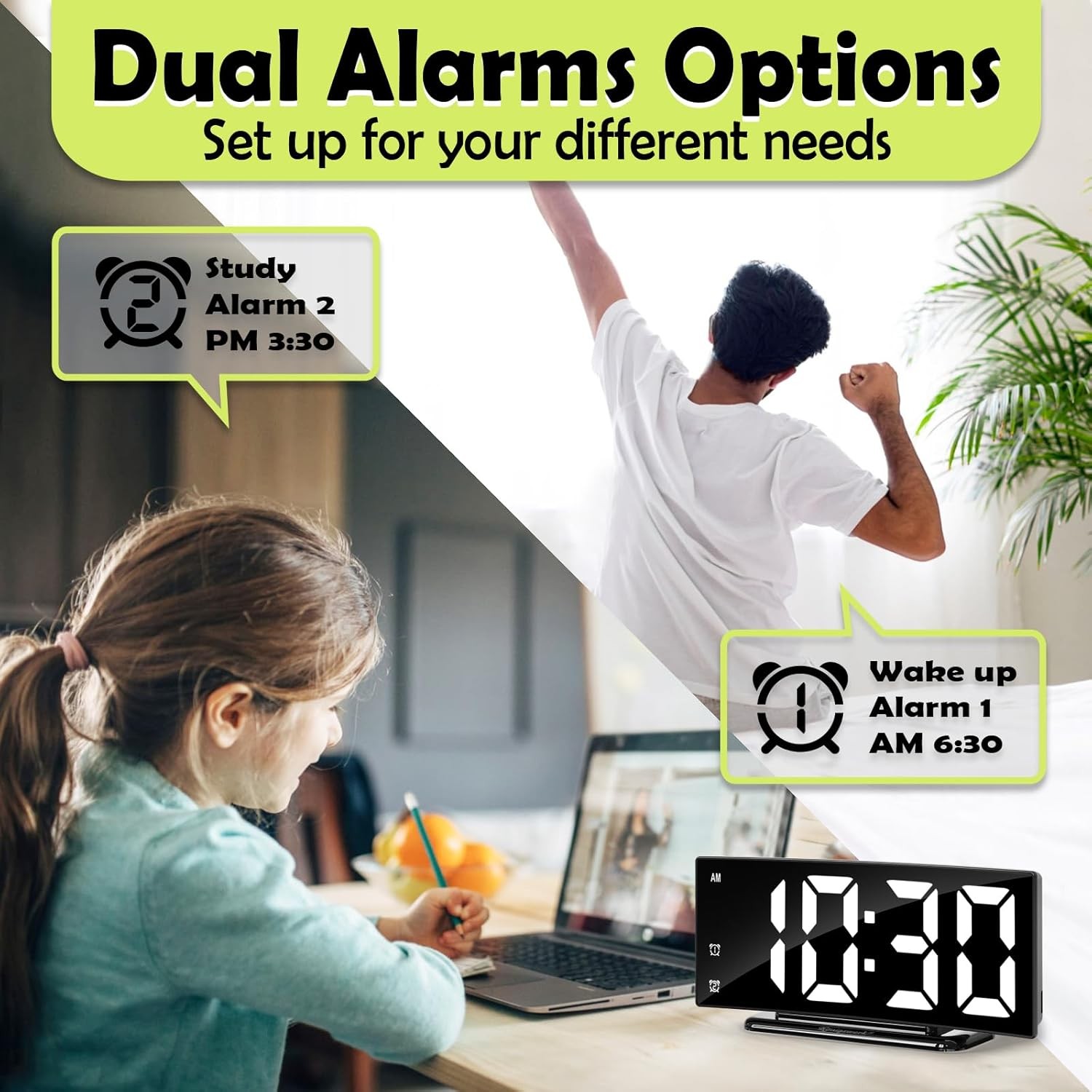 LED Digital Alarm Clock for Bedroom, Plug in Clocks with Dual Alarm/Snooze gallery