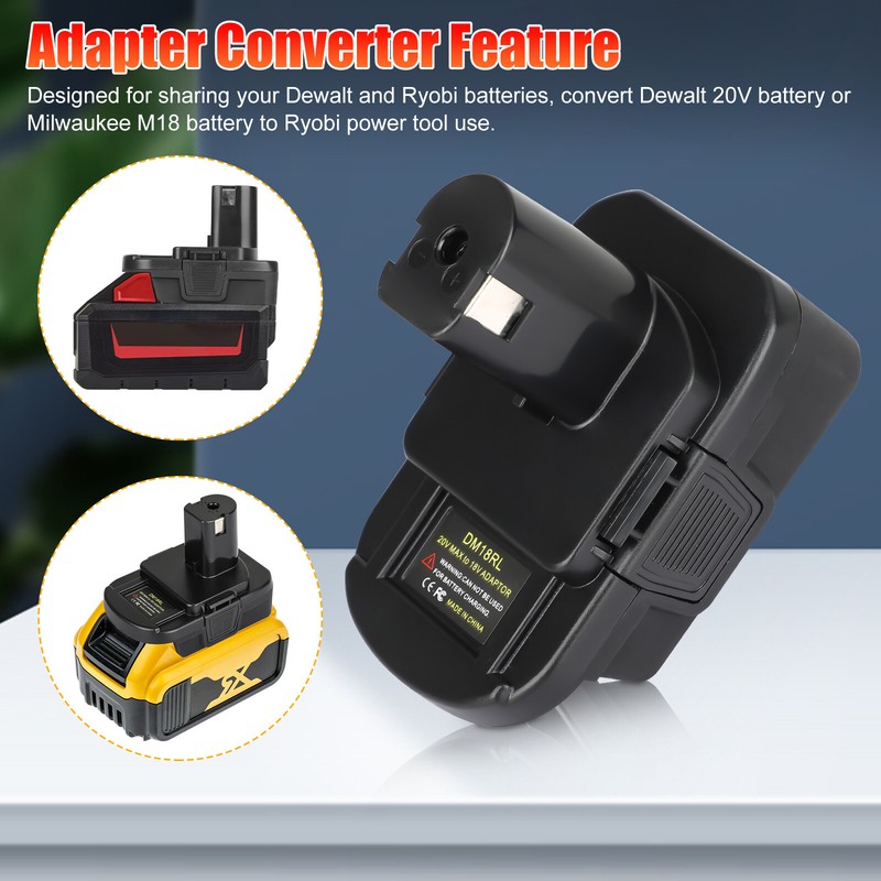 1/2Pcs USB Adapter Converter for Dewalt 18V/20V Battery to for Ryobi 18V Tool gallery