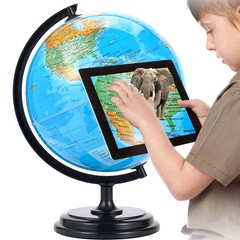 3D AR Large World Globe on Stand Ocean Earth Rotating World Map Geography Gift