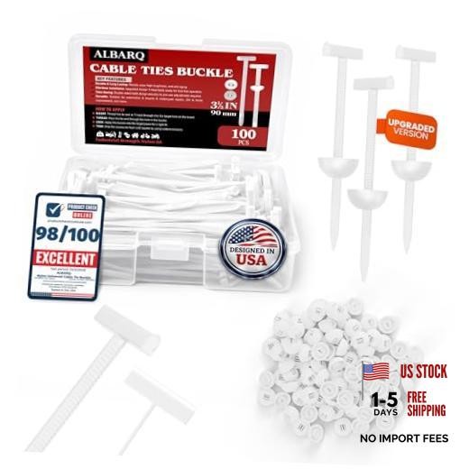 100 Pcs Upgrade Nylon Universal Cable Tie Buckle with Clear 100 Pcs White gallery