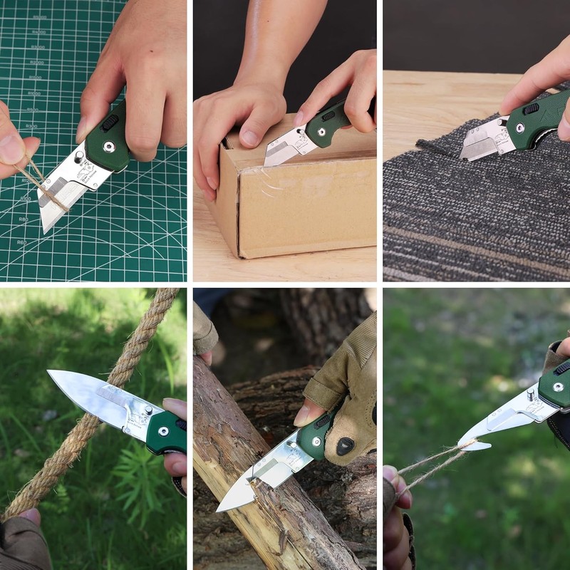 FLISSA Replaceable Blade Folding Knife 3-in-1 Pocket Hunting Knives G10 Handle gallery