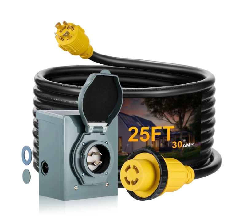 ETL Certified 25 FT 30A RV Extension Cord with Inlet Box Heavy Duty gallery