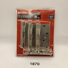 EVERBILT 4″ SQUARE CORNER DOOR HINGES 806-813 SATIN NICKEL FINISH NIB
