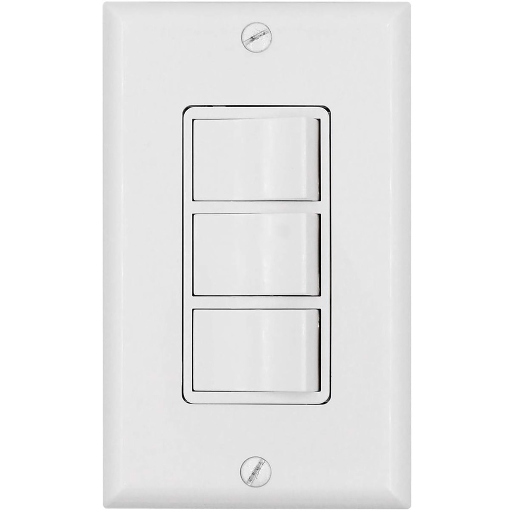 Triple Rocker Light Switch with Wall Plate, 15A 120V Single Pole, 3 Individua...