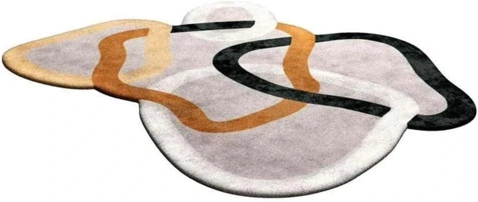Hand-Tufted Wool Rug 5×8 ft – Irregular Abstract Multi-Color Design Carpet gallery